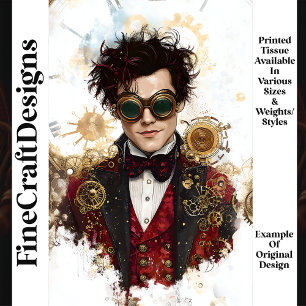 Papier Mousseline Homme Steampunk Rouge & Noir Mode P7 Découpage
