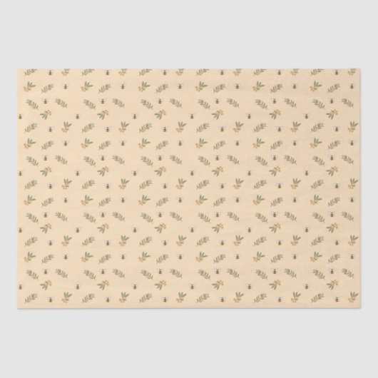 Papier Mousseline Honeybee Greenery Pastel Almond Tissu Papier (Recto)