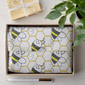 Papier Mousseline Honeybee Honeycomb Black Yellow White Pattern (Cadeau)
