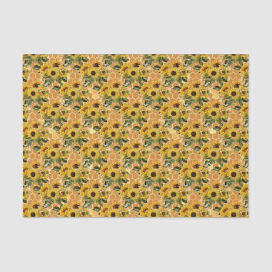 Papier Mousseline Honeypeb Bee Sunflower motif (Recto)