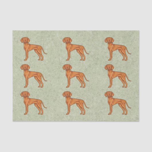 Papier Mousseline Hongrois Vizsla Cute Pointer Chien Motif Vert (Recto)