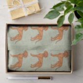 Papier Mousseline Hongrois Vizsla Cute Pointer Chien Motif Vert (Cadeau)