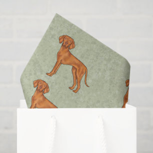 Papier Mousseline Hongrois Vizsla Cute Pointer Chien Motif Vert