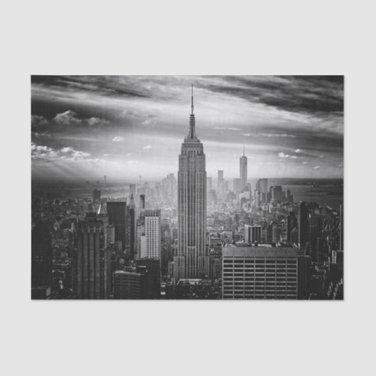 Papier Mousseline Horizon de New York City noir et blanc (Recto)
