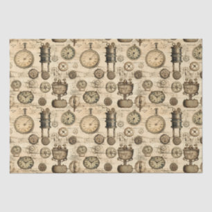 Papier Mousseline Horloge ancienne engrenages Parchemin Brun