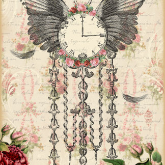 Papier Mousseline Horloge d'antiquité Roses & Roses Roses Roses Rose