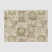 Papier Mousseline Horloge découpage gothique vintage chouette (Recto)