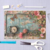 Papier Mousseline Horloge et papillon Média mixte (Artisanat)