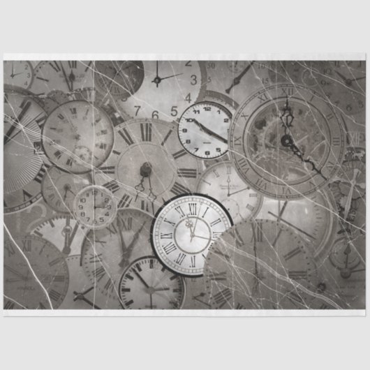 Papier Mousseline Horloge horaire Collage 3 Découpage papier papier (Recto)