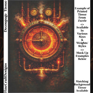 Papier Mousseline Horloge Industrielle Steampunk Lumineuse FG8 Décou