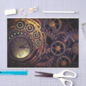 Papier Mousseline Horloge temps engrenages sombre découpage papier d (Artisanat)