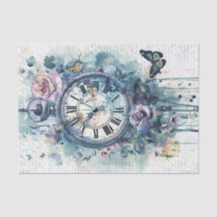 Papier Mousseline Horloge Vintage avec Écriture Manuscrite pour Déco