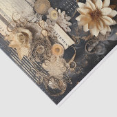 Papier Mousseline Horloges, engrenages, fleurs et éphémère (Détail)