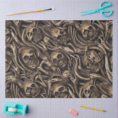 Papier Mousseline Horreur gothique hypnotique Crânes d'or Liquide (Artisanat)