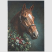 Papier Mousseline Horse with Holiday Wreath and Red Ribbon (Recto)
