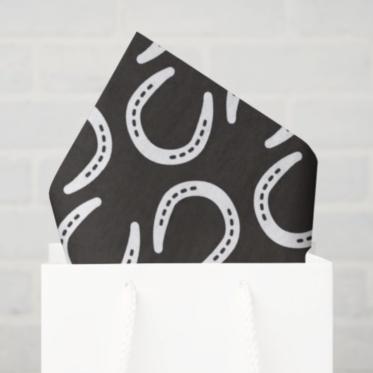 Papier Mousseline Horseshoes Black Equestrian Cowboy Horse Barn (Sac cadeau)