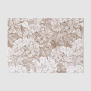 Papier Mousseline Hortensia élégant blanc brun vintage de Boho
