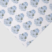 Papier Mousseline Hortensias bleus dans un pot de chinoiserie (Détail)