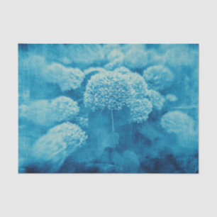 Papier Mousseline Hortensias Floral Chic Bleu Sarcelle Texture Vinta