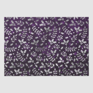 Papier Mousseline Houx de Noël à effet Bokeh violet et feuille d'arg