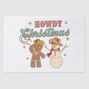 Papier Mousseline Howdy Christmas Cowboy Snowman Western Funny