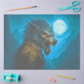 Papier Mousseline Howling Werewolf sous Pleine lune Halloween gothiq (Artisanat)