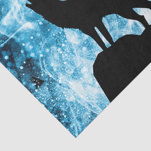 Papier Mousseline Howling Wolf Hiver neige bleue fumée Abstraite (Détail)