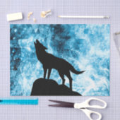 Papier Mousseline Howling Wolf Hiver neige bleue fumée Abstraite (Artisanat)