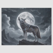 Papier Mousseline Howling Wolf Under the Pleine lune - Découpage (Recto)