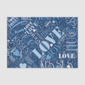Papier Mousseline Hugs and Kisses Word Cloud Blue ID286 (Recto)
