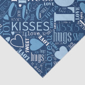 Papier Mousseline Hugs and Kisses Word Cloud Blue ID286 (Détail)