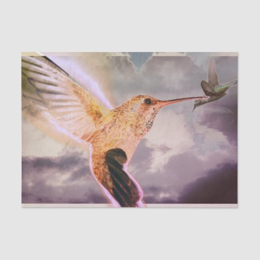 Papier Mousseline HUMMINGBIRD ET NUAGES Papier Tissu (Recto)