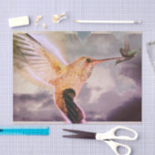 Papier Mousseline HUMMINGBIRD ET NUAGES Papier Tissu (Artisanat)