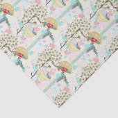 Papier Mousseline Hummingbirds Teacups Spring Floral Garden (Détail)