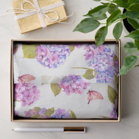 Papier Mousseline Hydrangea Aquarelle série Design 13 (Cadeau)