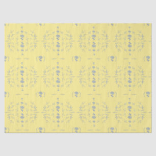 Papier Mousseline Hydrangea Block Motif jaune et bleu