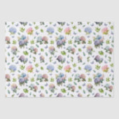 Papier Mousseline Hydrangea Floral Bleu et Rose (Recto)