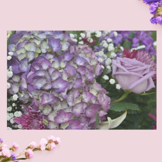 Papier Mousseline Hydrangea Rose Botanique Lilac Purple Floral