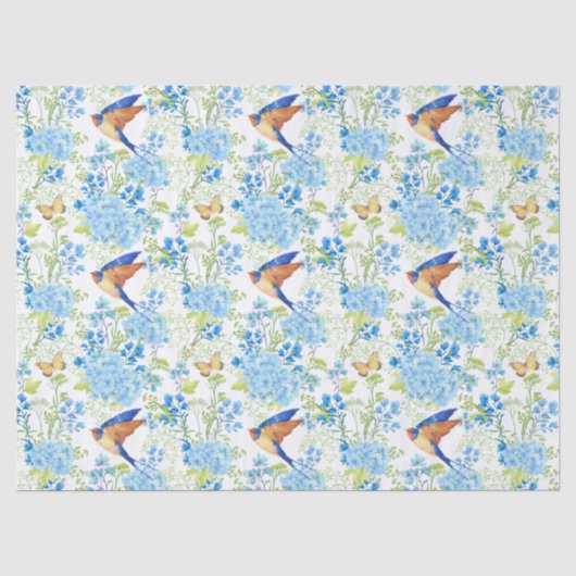 Papier Mousseline Hydrangeas Bleus (Recto)