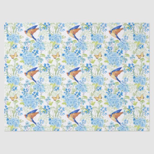 Papier Mousseline Hydrangée bleue (Recto)