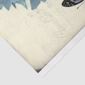 Papier Mousseline Hydrangée bleue et éphémère papillon bleu (Détail)