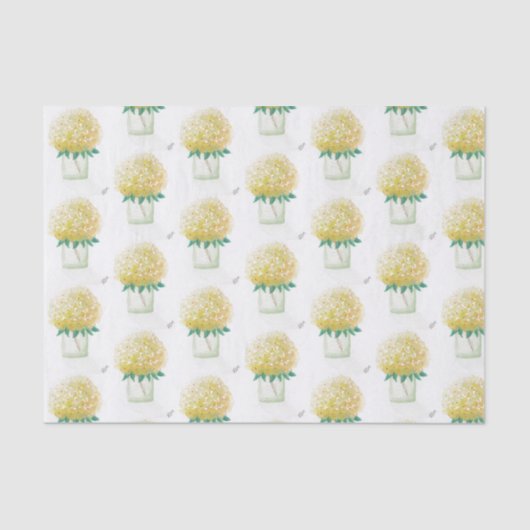 Papier Mousseline Hydrangée jaune (Recto)