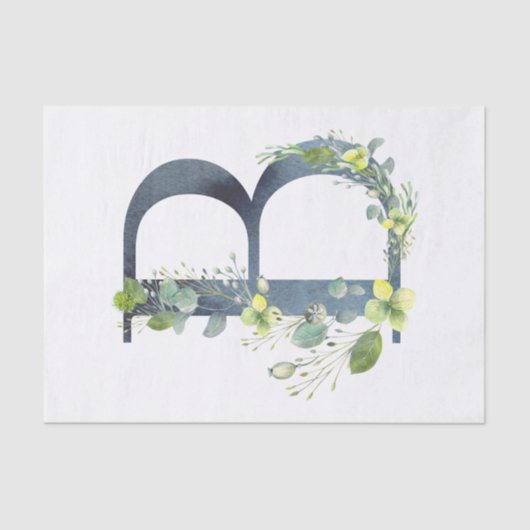 Papier Mousseline Hydrangée Lunaire Floral Aquarelle Alphabet B (Recto)