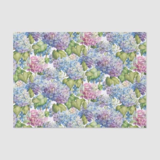 Papier Mousseline Hydrangée rose bleu dans le motif floral en fleurs (Recto)