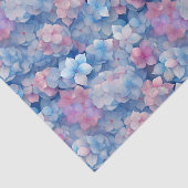 Papier Mousseline Hydrangée rose bleu florale en fleur (Détail)