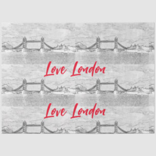 Papier Mousseline I Love London Red Text Tower Bridge Découpage
