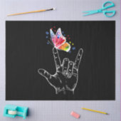 Papier Mousseline I Love You Hand Sign Language Butterfly Autism (Artisanat)