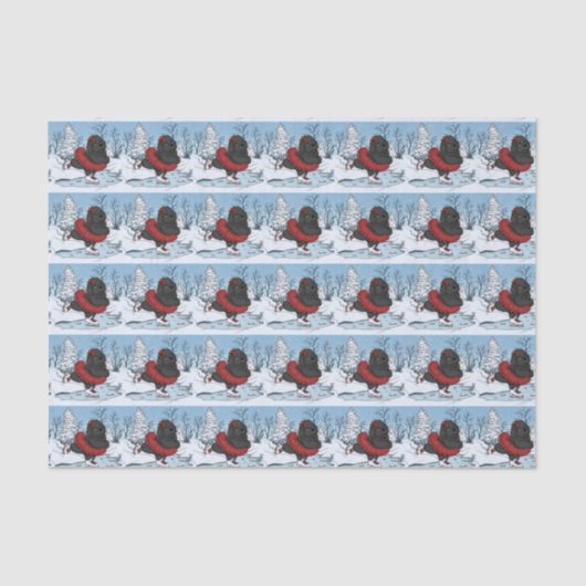 Papier Mousseline Icesking Terre-Neuve Puppy Winter Wonderland (Recto)