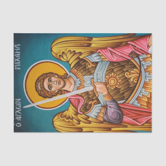 Papier Mousseline Icône chrétienne orthodoxe St. Michael Archangel (Recto)