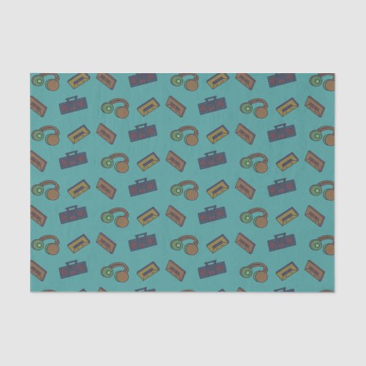 Papier Mousseline Icônes audio Retro Music Motif (Recto)